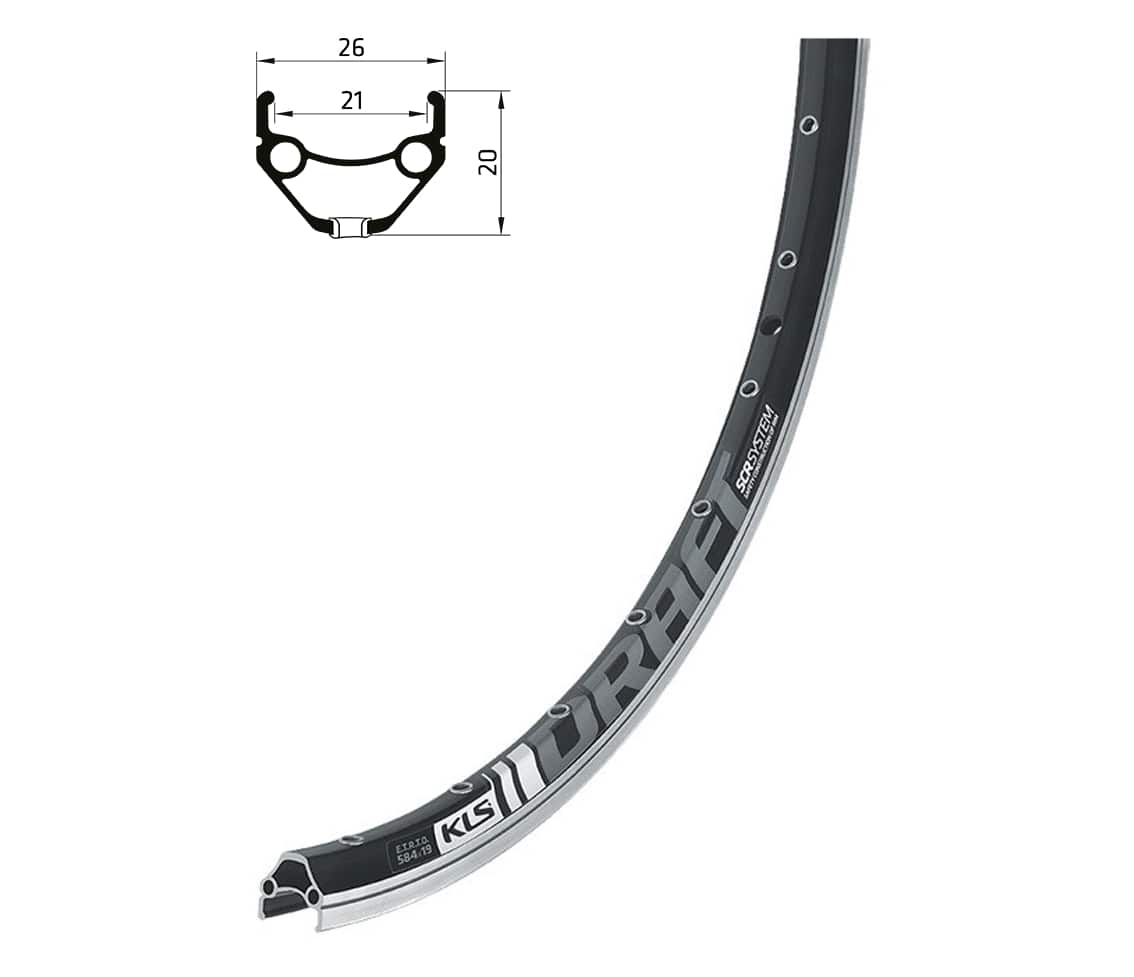 Ráfik KLS DRAFT brúsený, 32H, 1 Nit, AV, 28"/29" black