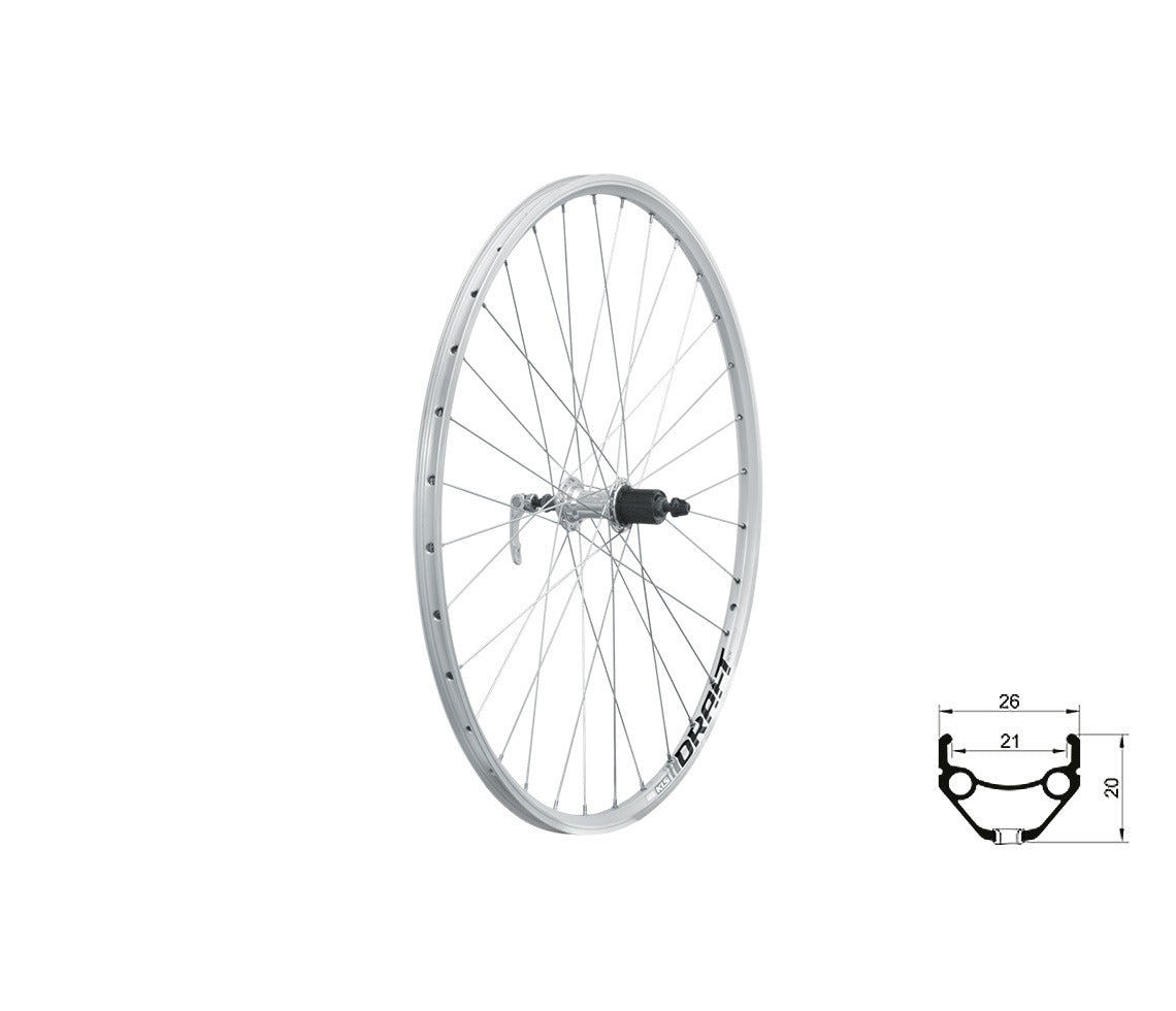 Zapletené koleso zadné KLS DRAFT V-brake R, 28/29", silver