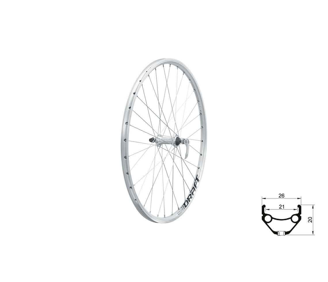Zapletené koleso predné KLS DRAFT V-brake F, 26", silver