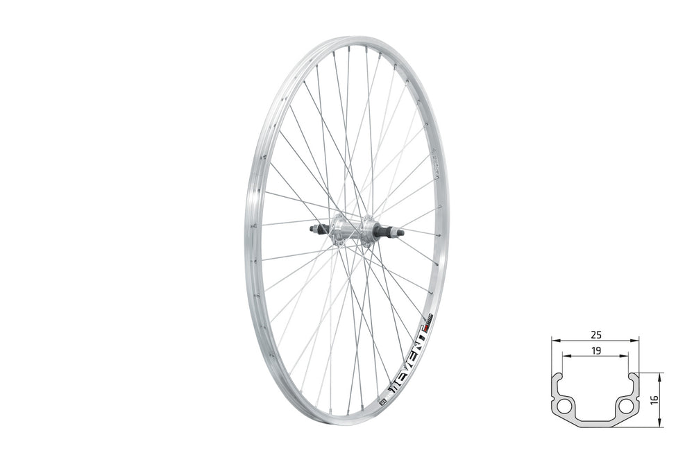 Zapletené koleso zadné KLS EVENT V-brake R, 28", silver