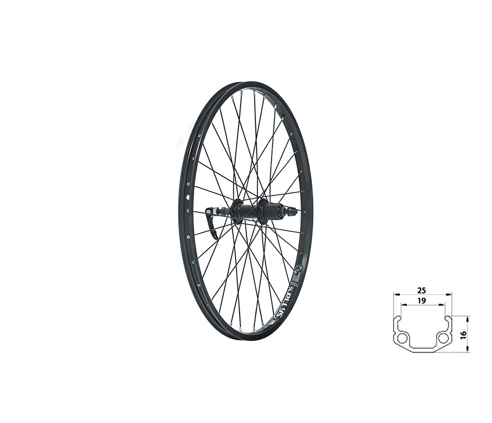 Zapletené koleso zadné KLS WASPER CASSETTE V-brake R, 24", black