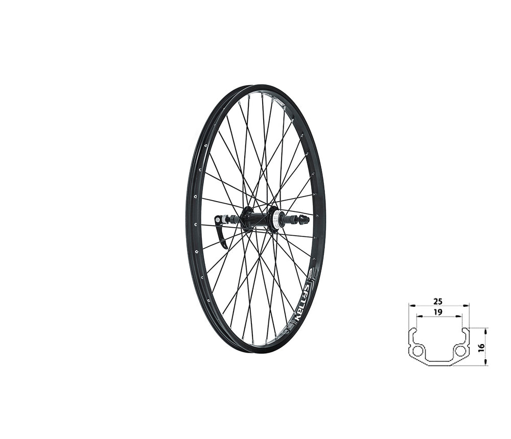 Zapletené koleso zadné KLS WASPER FREEWHEEL V-brakeR, 24", black