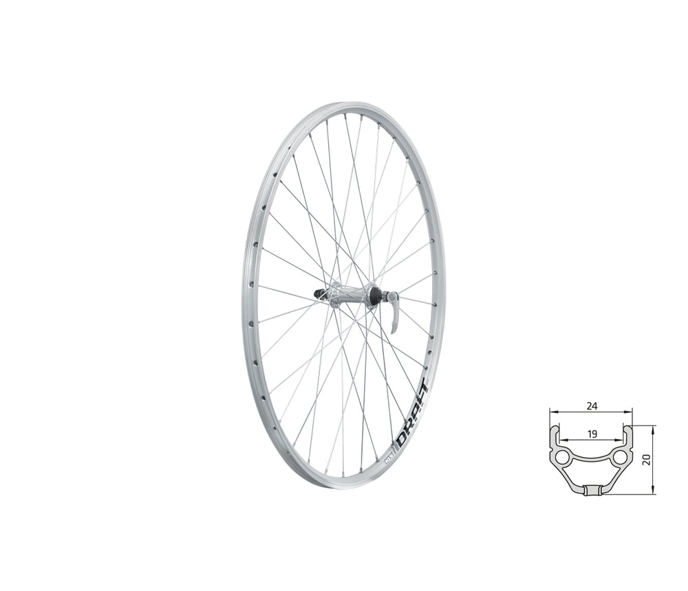Zapletené koleso predné KLS DRAFT V-brake F, 28/29", silver 19mm