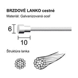 Longus ROAD brzdové lanko, cestné, Ø-1.2 x 2 000 mm (OEM)